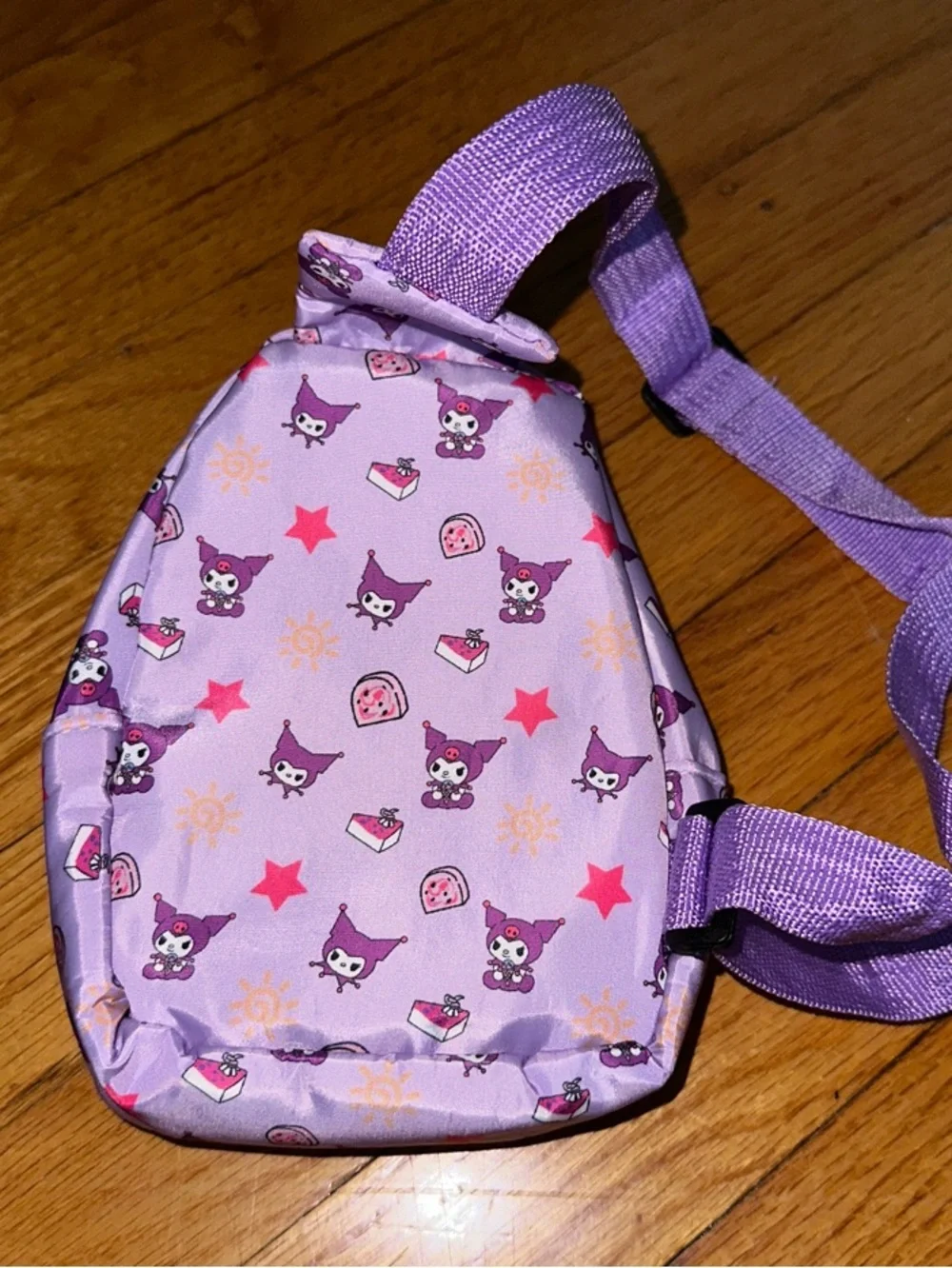 Kuromi Kids Purple Sling mini Backpack and Black silicone Kuromi Crossbody Purse